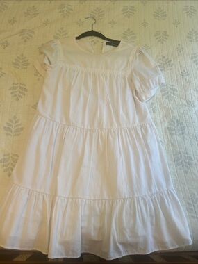 Tuckernuck White Tiered Puff Sleeve Dress xs